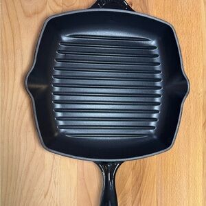 Le Creuset 26 Black Enameled Cast Iron Square Grill Pan Skillet Griddle Vtg